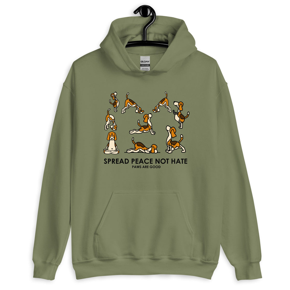 Spread Peace Not Hate Yoga Dogs Unisex Hoodie