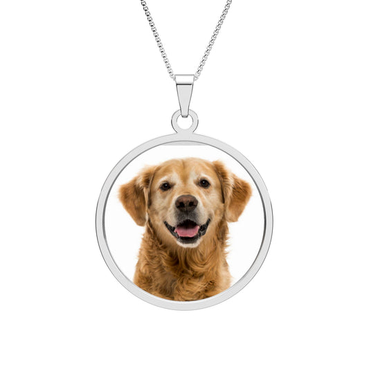 Photo Keepsake Pendant — Personalized Round Border Necklace (Custom Pet Photo)