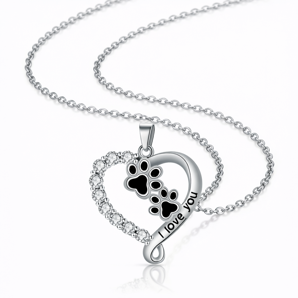 Heart-shaped Pendant Paw Necklace